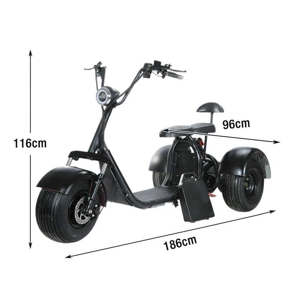 AKEZ Harley Electric Bike 60V 1500W/2000W Brushless Motor, 8-inch Vacuum Tyres, Dual Suspension System, Wide Seat with Backrest Cruise at 25km/h Unlock More Power (Details Inside)*