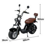 AKEZ Harley Electric Scooter 1500W 60V 20Ah Lithium Battery - Seamless Steel Frame, Dual Suspension & Disc Brakes - Black | Cruise at 25km/h | Unlock More Power (Details Inside)*