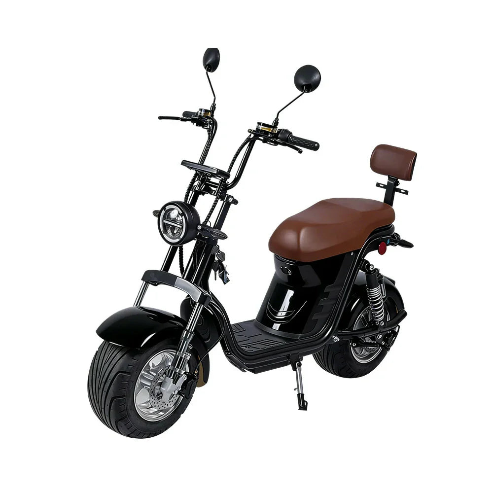 AKEZ Harley Electric Scooter 1500W 60V 20Ah Lithium Battery - Seamless Steel Frame, Dual Suspension & Disc Brakes - Black | Cruise at 25km/h | Unlock More Power (Details Inside)*