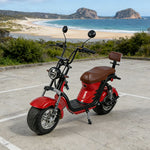 AKEZ Harley Electric Scooter 1500W 60V 20Ah Lithium Battery - Seamless Steel Frame, Dual Suspension & Disc Brakes - Red | Cruise at 25km/h | Unlock More Power (Details Inside)*