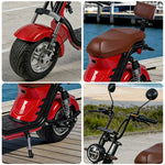 AKEZ Harley Electric Scooter 1500W 60V 20Ah Lithium Battery - Seamless Steel Frame, Dual Suspension & Disc Brakes - Red | Cruise at 25km/h | Unlock More Power (Details Inside)*