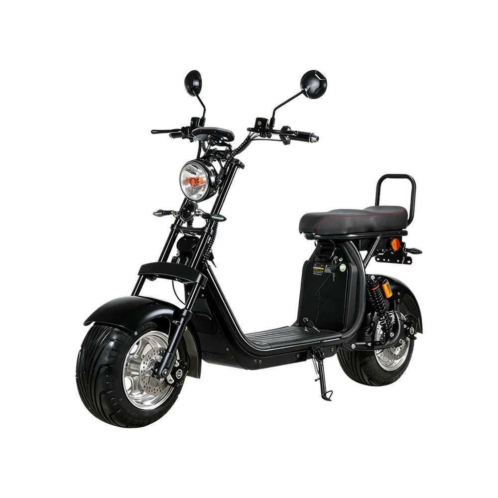 AKEZ Harley Electric Scooter 1500W Brushless Motor 60V 20Ah - Removable Lithium Battery, 10-Inch Aluminium Rims - Black | Cruise at 25km/h | Unlock More Power (Details Inside)*