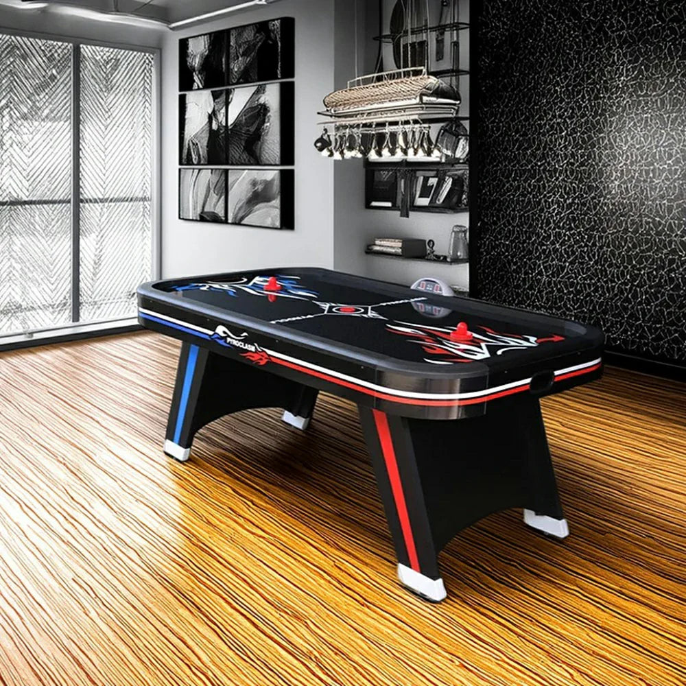 AIRMAX 7FT Air Hockey Table with Electronic Scoring Smooth Airflow Strong Support Legs - Red & Blue