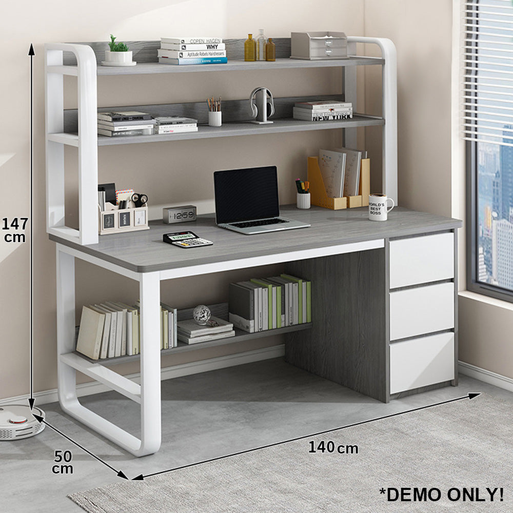 MODERA HDF Desk - With Office Bookshelf Desk Multi-functional Study Grey
