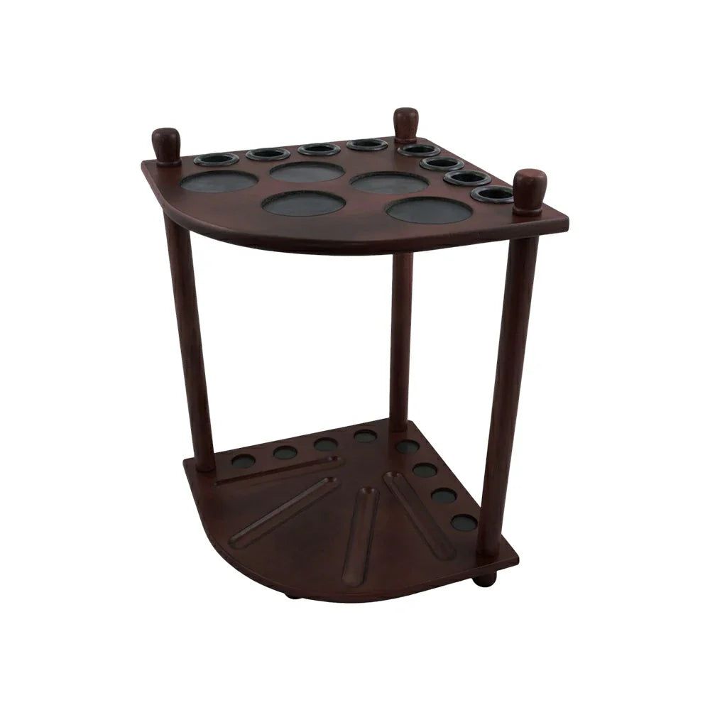 ARIX - Design Holder Dual-Level Stable and Finish Smooth with Stand Floor Wooden 8-Cue Rack, Cue Corner Mahogany Tone Wood Mahogany