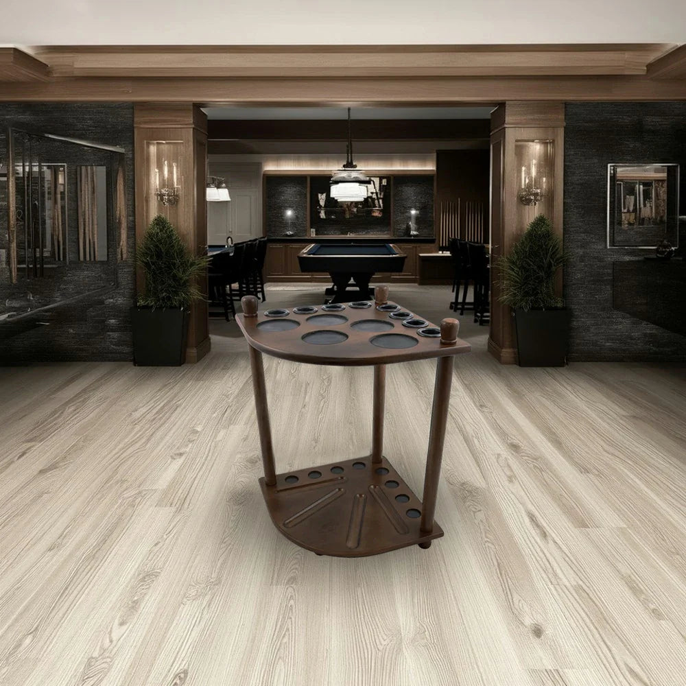 ARIX - Design Holder Dual-Level Stable and Finish Smooth with Stand Floor Wooden 8-Cue Rack, Cue Corner Mahogany Walnut