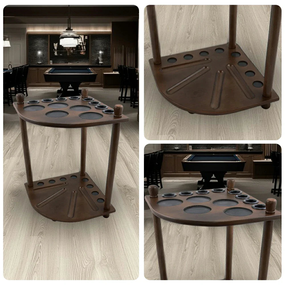 ARIX - Design Holder Dual-Level Stable and Finish Smooth with Stand Floor Wooden 8-Cue Rack, Cue Corner Mahogany Walnut