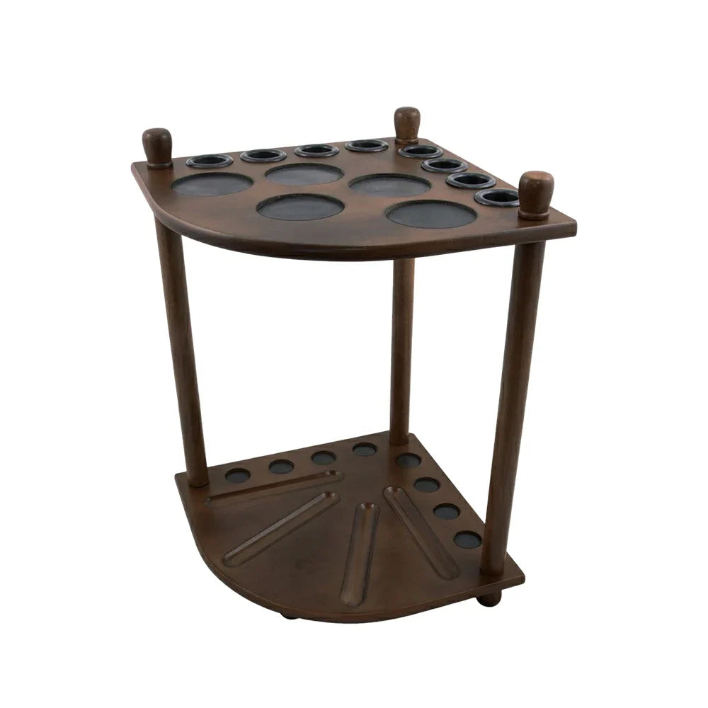 ARIX - Design Holder Dual-Level Stable and Finish Smooth with Stand Floor Wooden 8-Cue Rack, Cue Corner Mahogany Walnut