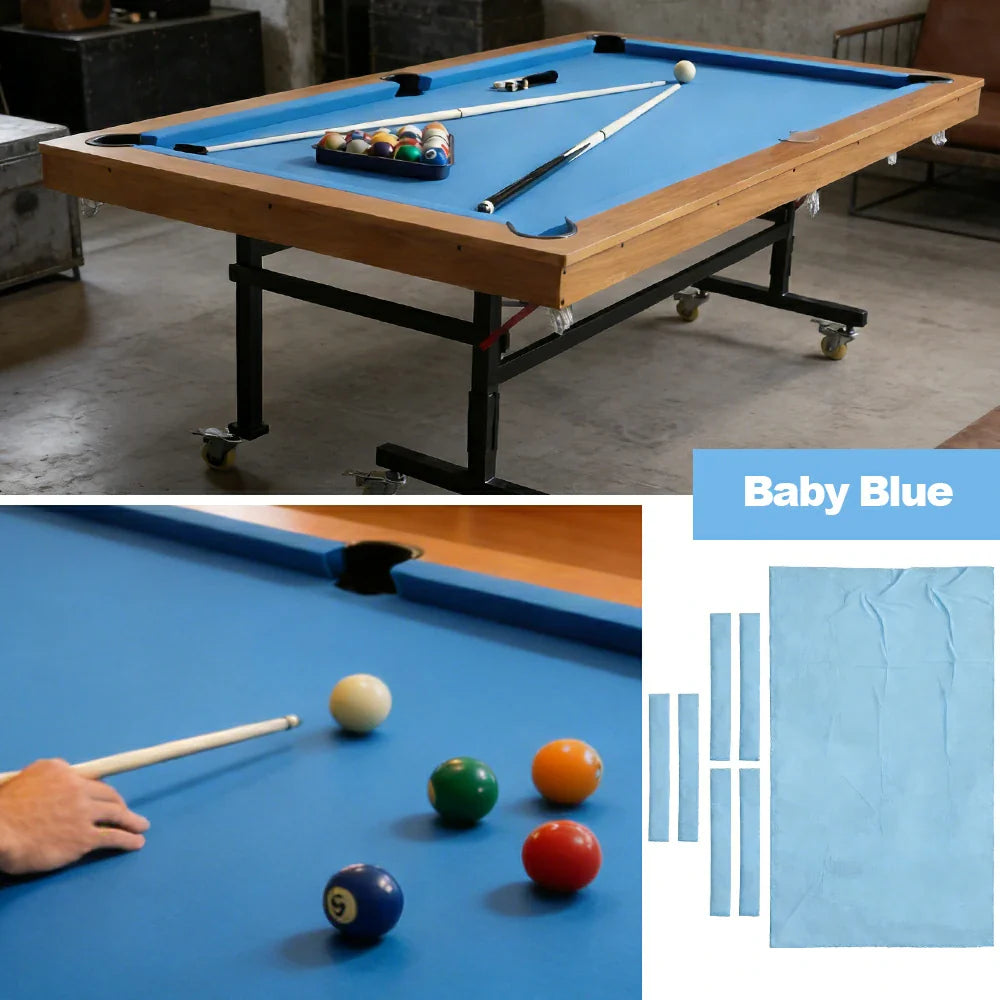ARIX 7/8/9FT Billiard Table Cloth - High-Density Wool Blend for Smooth & Accurate Play, Anti-Pilling Durable Fabric - Baby Blue