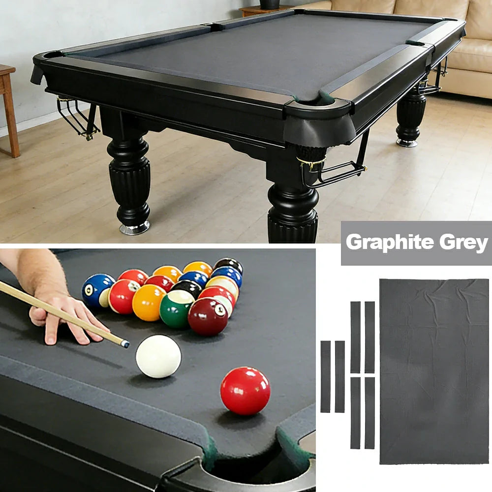 ARIX 7/8/9FT Billiard Table Cloth - High-Density Wool Blend for Smooth & Accurate Play, Anti-Pilling Durable Fabric - Graphite Grey