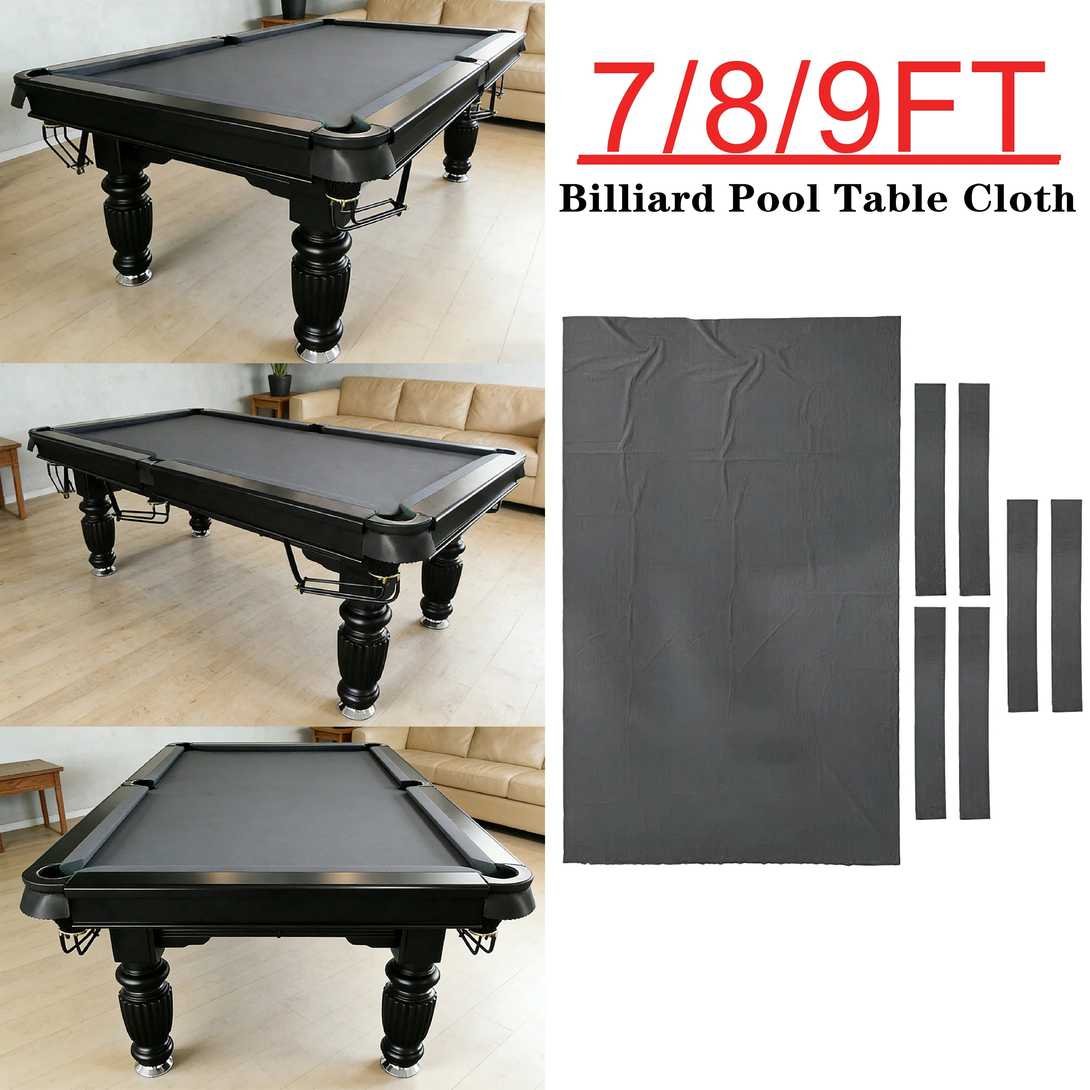 ARIX 7/8/9FT Billiard Table Cloth - High-Density Wool Blend for Smooth & Accurate Play, Anti-Pilling Durable Fabric - Graphite Grey