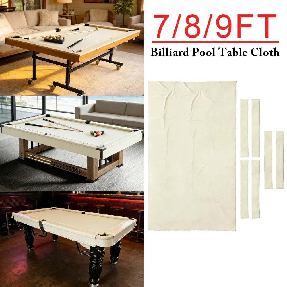 ARIX 7/8/9FT Billiard Table Cloth - High-Density Wool Blend for Smooth & Accurate Play, Anti-Pilling Durable Fabric - Ivory White