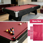 ARIX 7/8/9FT Billiard Table Cloth - High-Density Wool Blend for Smooth & Accurate Play, Anti-Pilling Durable Fabric - Rose Red