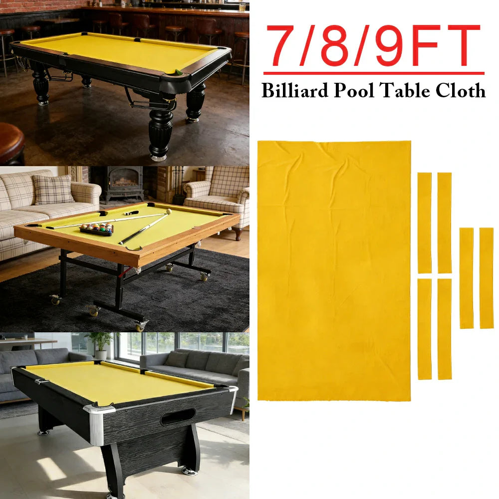 ARIX 7/8/9FT Billiard Table Cloth - High-Density Wool Blend for Smooth & Accurate Play, Anti-Pilling Durable Fabric - Yellow