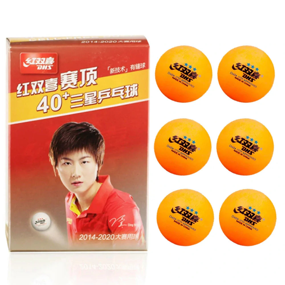 DOUBLE HAPPINESS 3-Star Table Balls Pack ABS Design, Tennis 40mm+ of - Durable Seamless 6