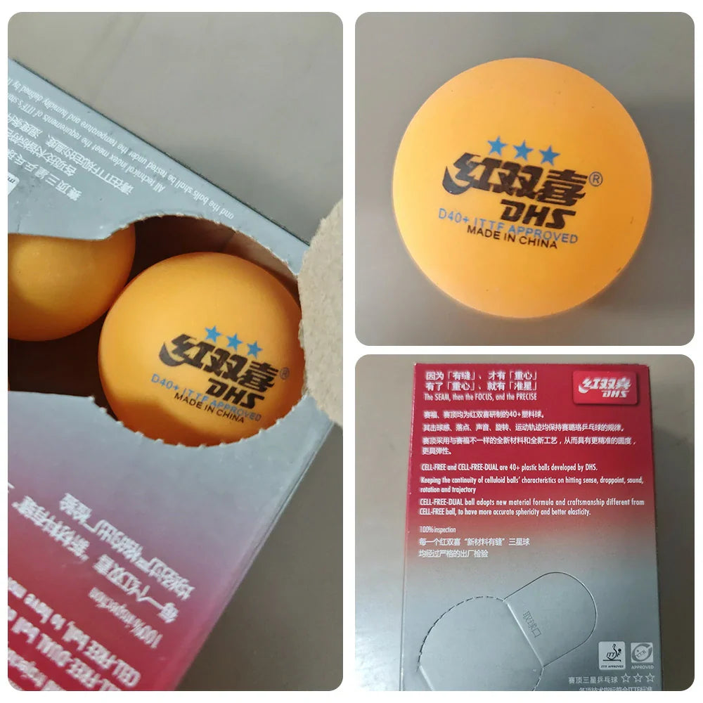 DOUBLE HAPPINESS 3-Star Table Balls Pack ABS Design, Tennis 40mm+ of - Durable Seamless 6