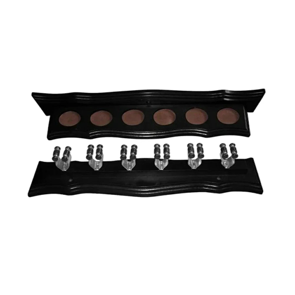 ARIX - Clips Cue Secure and Finish Smooth with Holder Wall-Mounted Wooden 6-Cue Rack, Wall Clip Deluxe Tone Wood Black