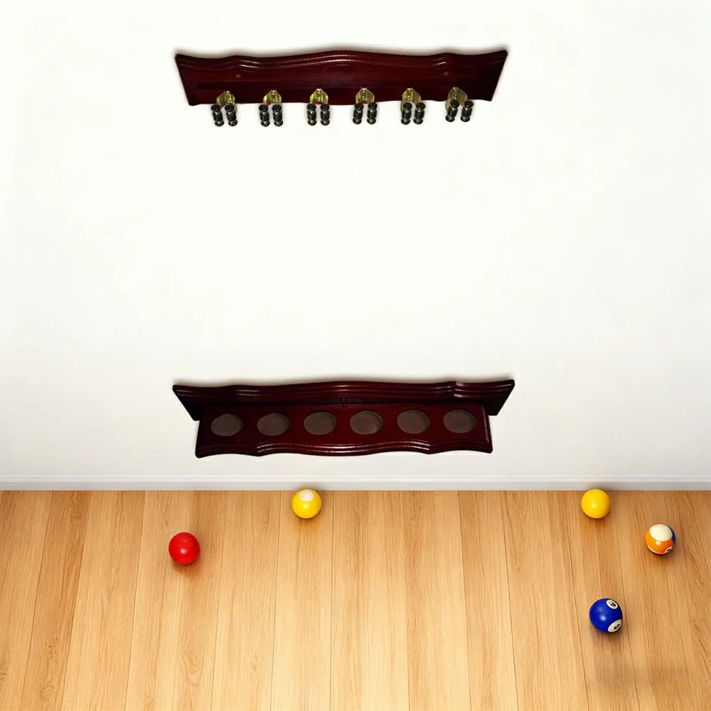 ARIX - Clips Cue Secure and Finish Smooth with Holder Wall-Mounted Wooden 6-Cue Rack, Wall Clip Deluxe Tone Wood Mahogany