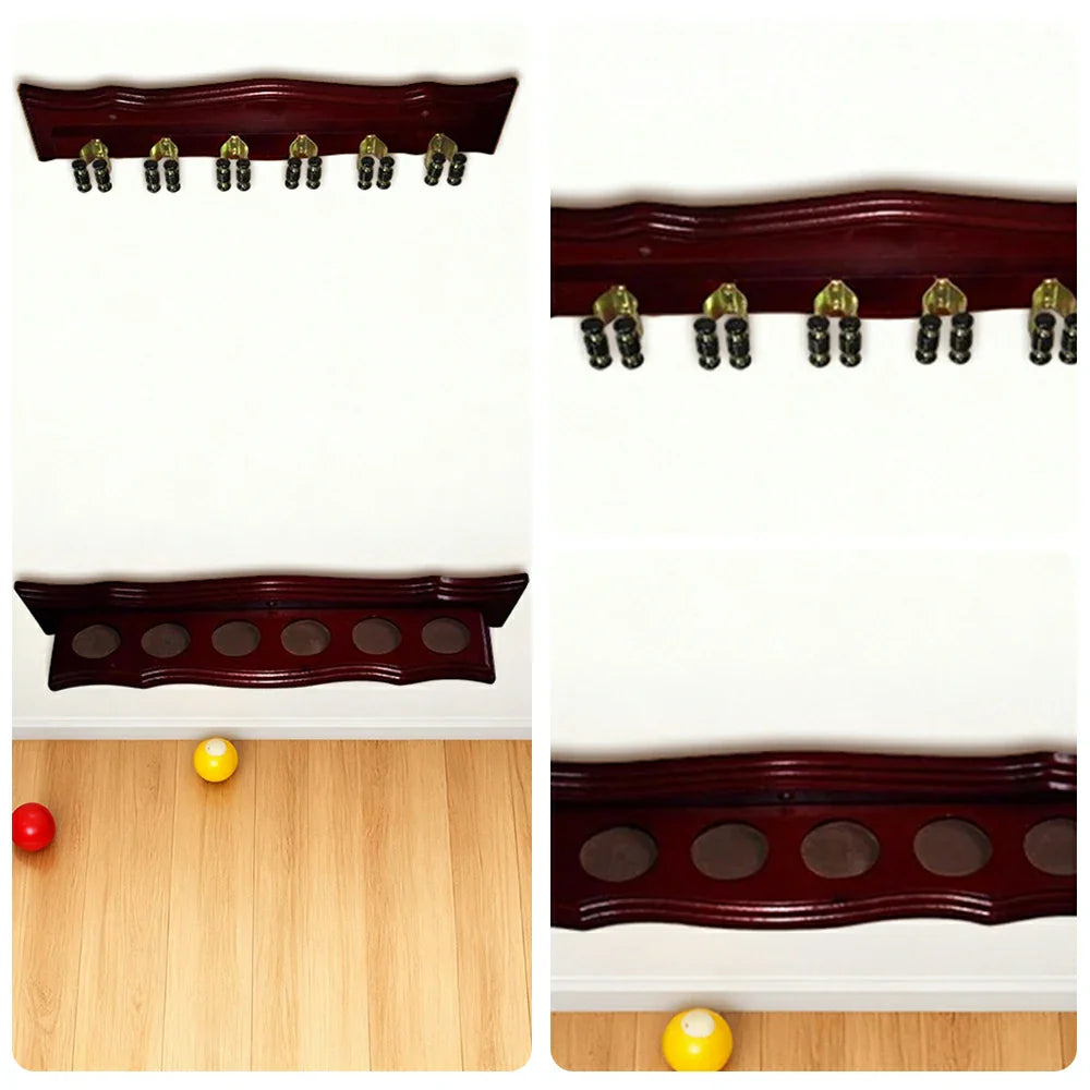 ARIX - Clips Cue Secure and Finish Smooth with Holder Wall-Mounted Wooden 6-Cue Rack, Wall Clip Deluxe Tone Wood Mahogany