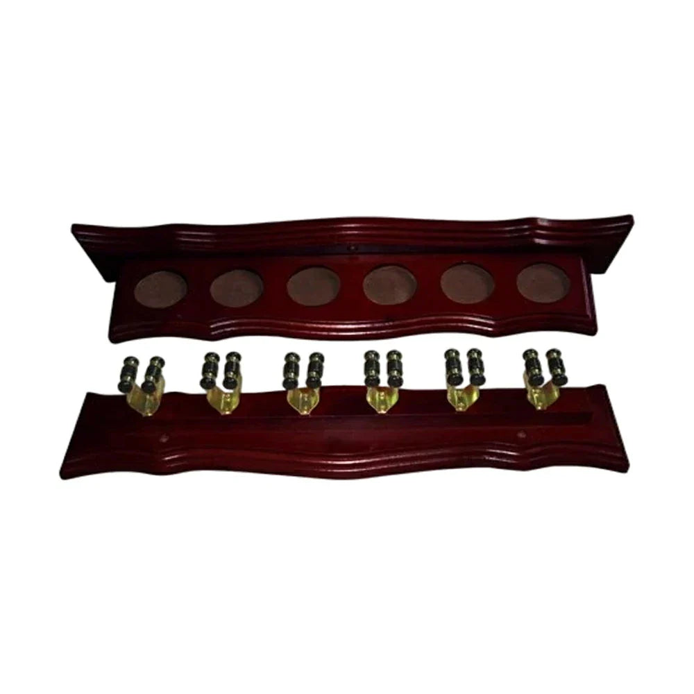 ARIX - Clips Cue Secure and Finish Smooth with Holder Wall-Mounted Wooden 6-Cue Rack, Wall Clip Deluxe Tone Wood Mahogany