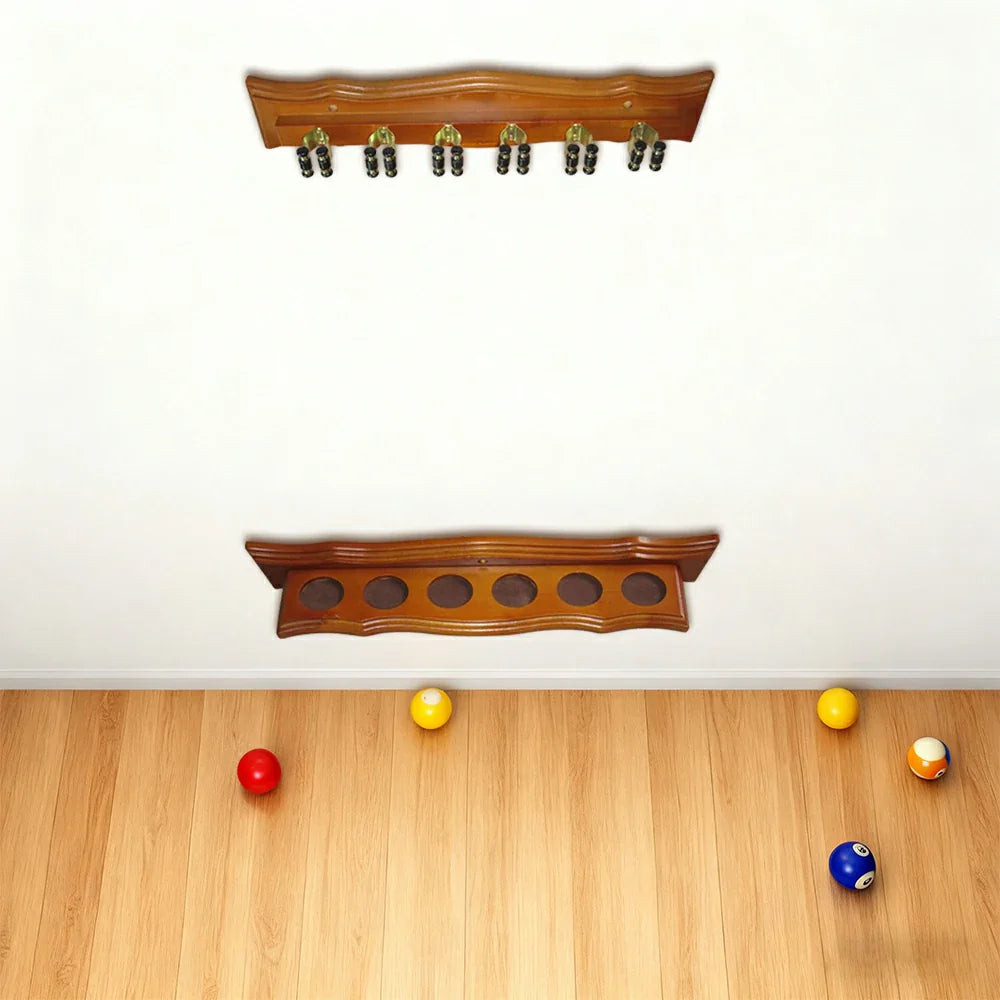 ARIX - Clips Cue Secure and Finish Smooth with Holder Wall-Mounted Wooden 6-Cue Rack, Wall Clip Deluxe Tone Wood Oak