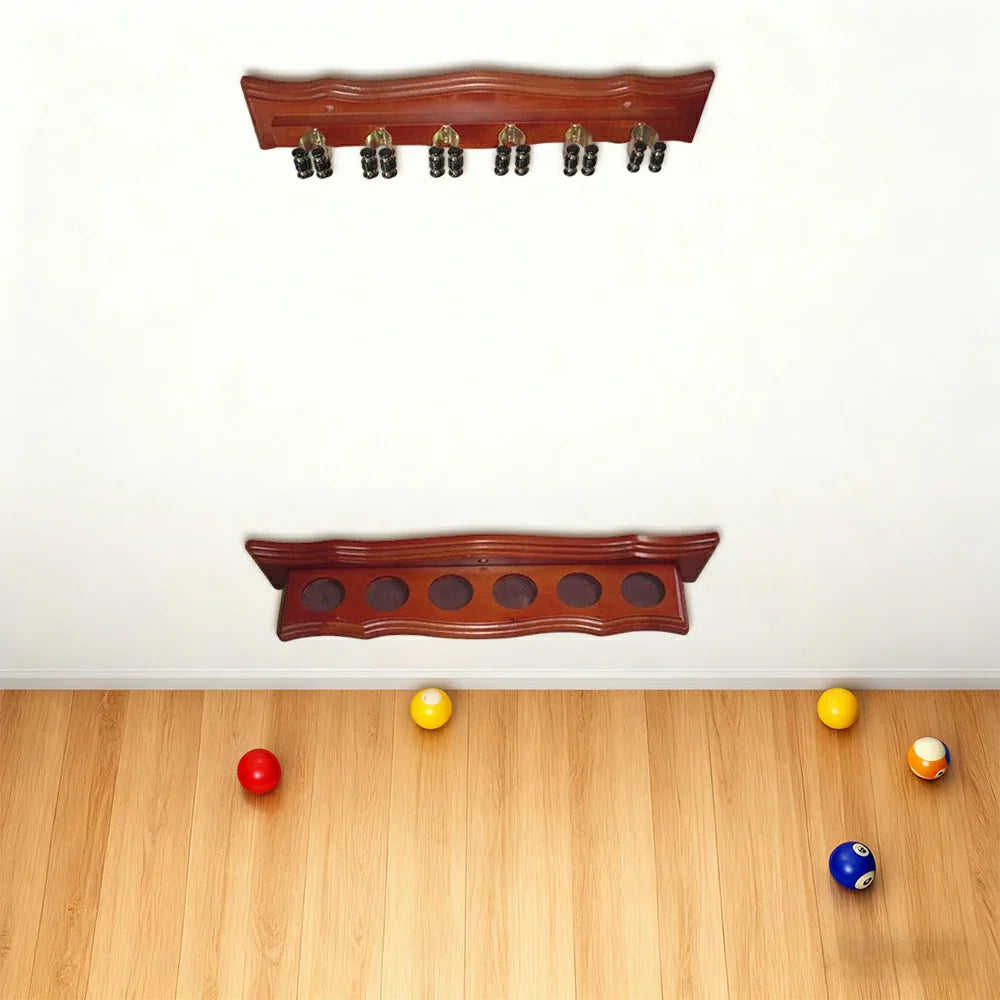 ARIX - Clips Cue Secure and Finish Smooth with Holder Wall-Mounted Wooden 6-Cue Rack, Wall Clip Deluxe Tone Wood Walnut