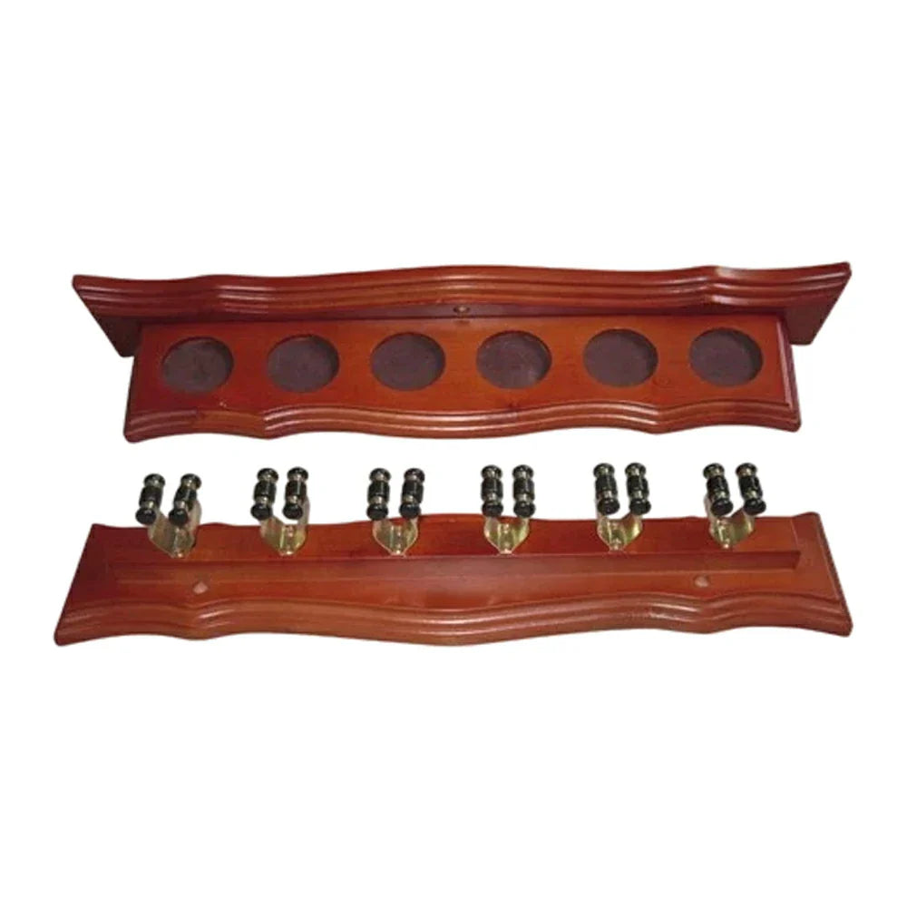 ARIX - Clips Cue Secure and Finish Smooth with Holder Wall-Mounted Wooden 6-Cue Rack, Wall Clip Deluxe Tone Wood Walnut