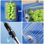 ARIX Ball Collector 34/44cm Adjustable Height Stainless Steel Frame - Large Capacity Quick Pickup and Easy Release Design