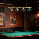 ARIX Brass Matching & Rail Complete - Finish Brass with Lighting Billiard Metal 3-Shade Rail, Light 55/72-inch Shades