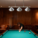 ARIX Chrome Satin Matching & Rail Complete - Finish Chrome Satin with Lighting Billiard Metal 4-Shade & 3-Shade Rail, Light 55/72-inch Shades