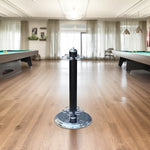ARIX - Base Round Stable and Finish Chrome & Black with Holder Freestanding 6-Cue Stand, Cue Metal Chrome Black
