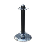 ARIX - Base Round Stable and Finish Chrome & Black with Holder Freestanding 6-Cue Stand, Cue Metal Chrome Black