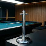 ARIX - Base Round Stable and Finish Chrome with Holder Freestanding 6-Cue Stand, Cue Metal Chrome