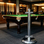 ARIX - Base Round Stable and Finish Chrome with Holder Freestanding 6-Cue Stand, Cue Metal Chrome
