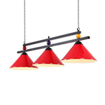 ARIX Pool Chain Painted Light, Thick Heavy-Duty Iron Durable Rod, Lighting Sockets, and Elegant Iron - with Billiard Shades and Table E27 Red