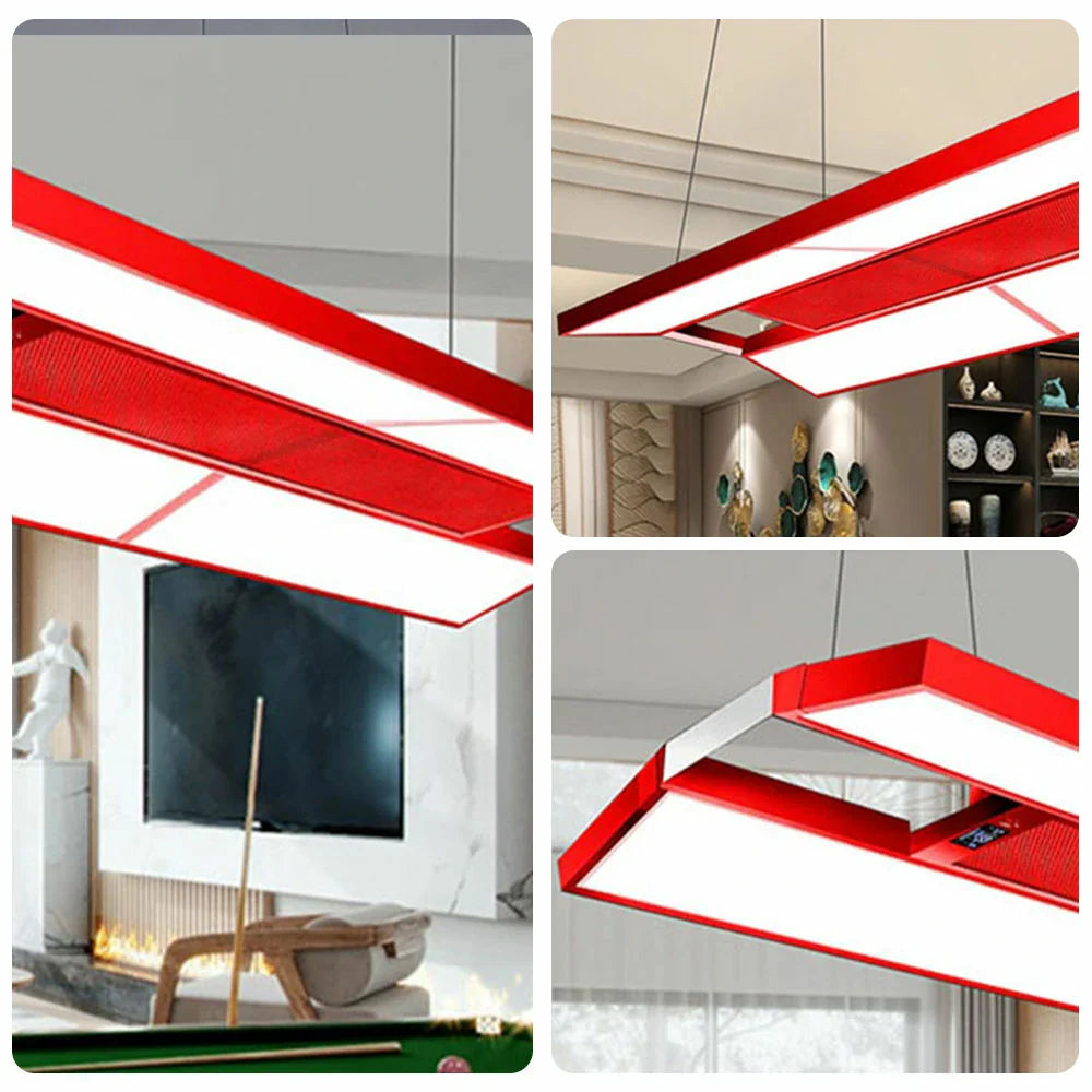 ARIX Pool Painted Remote Panels LED - Billiard Air Light, Lighting with Control, Body, 4-Panel Iron Purification, 380W Table Red