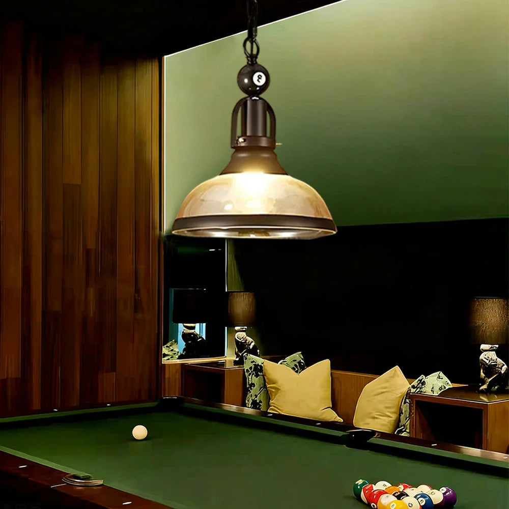 ARIX Pool E27 Room Shade 100cm Billiard Light, Single Adjustable Socket, Durable Chain, with Frame, Iron Table Glass Lighting