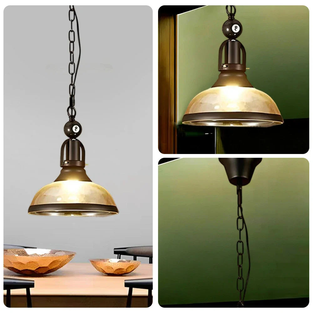 ARIX Pool E27 Room Shade 100cm Billiard Light, Single Adjustable Socket, Durable Chain, with Frame, Iron Table Glass Lighting