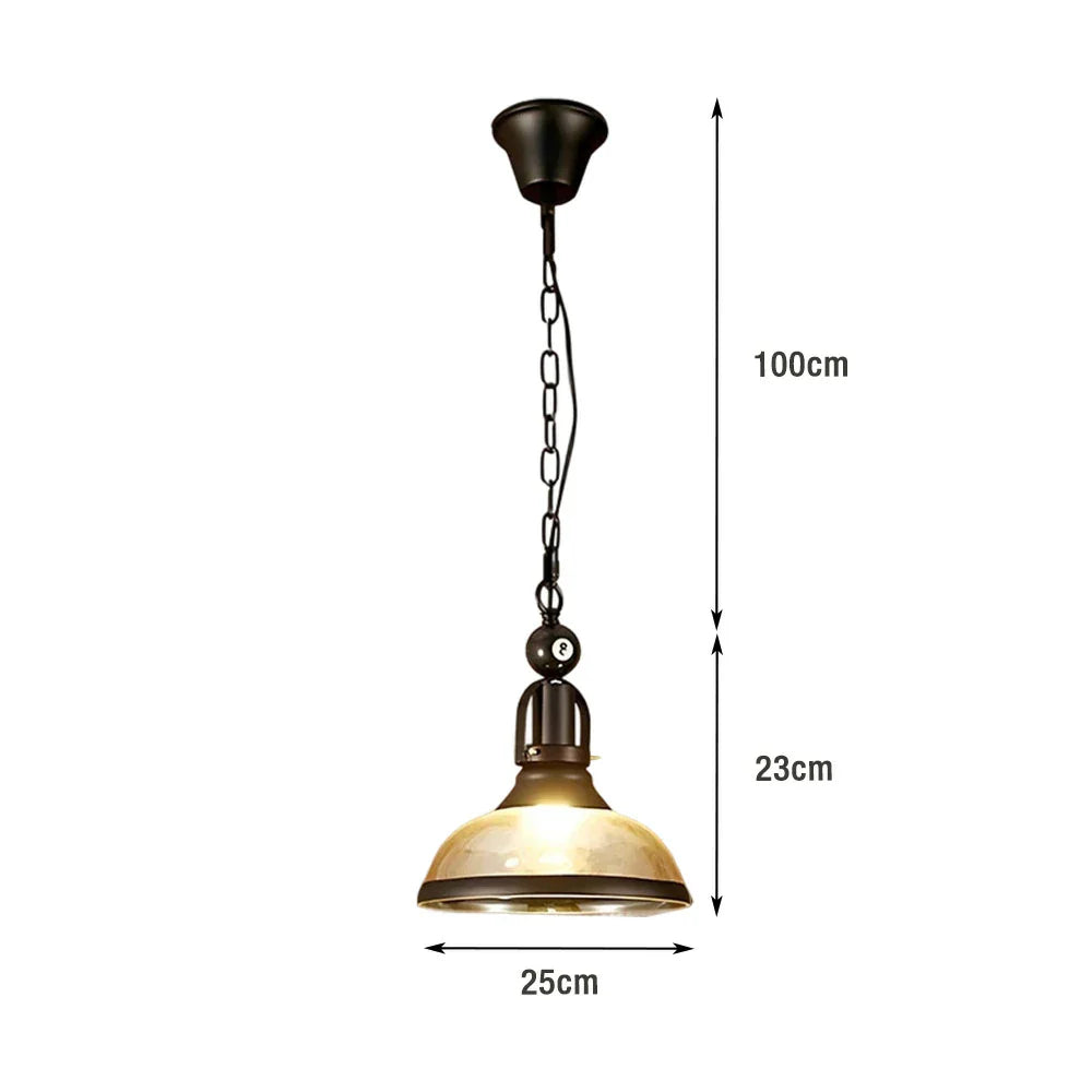 ARIX Pool E27 Room Shade 100cm Billiard Light, Single Adjustable Socket, Durable Chain, with Frame, Iron Table Glass Lighting