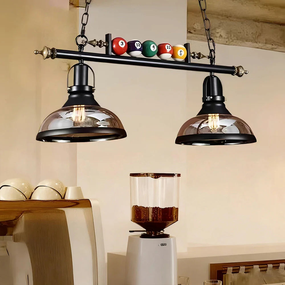 ARIX Pool 100cm Glass Room Chain, Light, Iron Durable Socket, Table Frame, Adjustable with Billiard Double E27 Shades Lighting