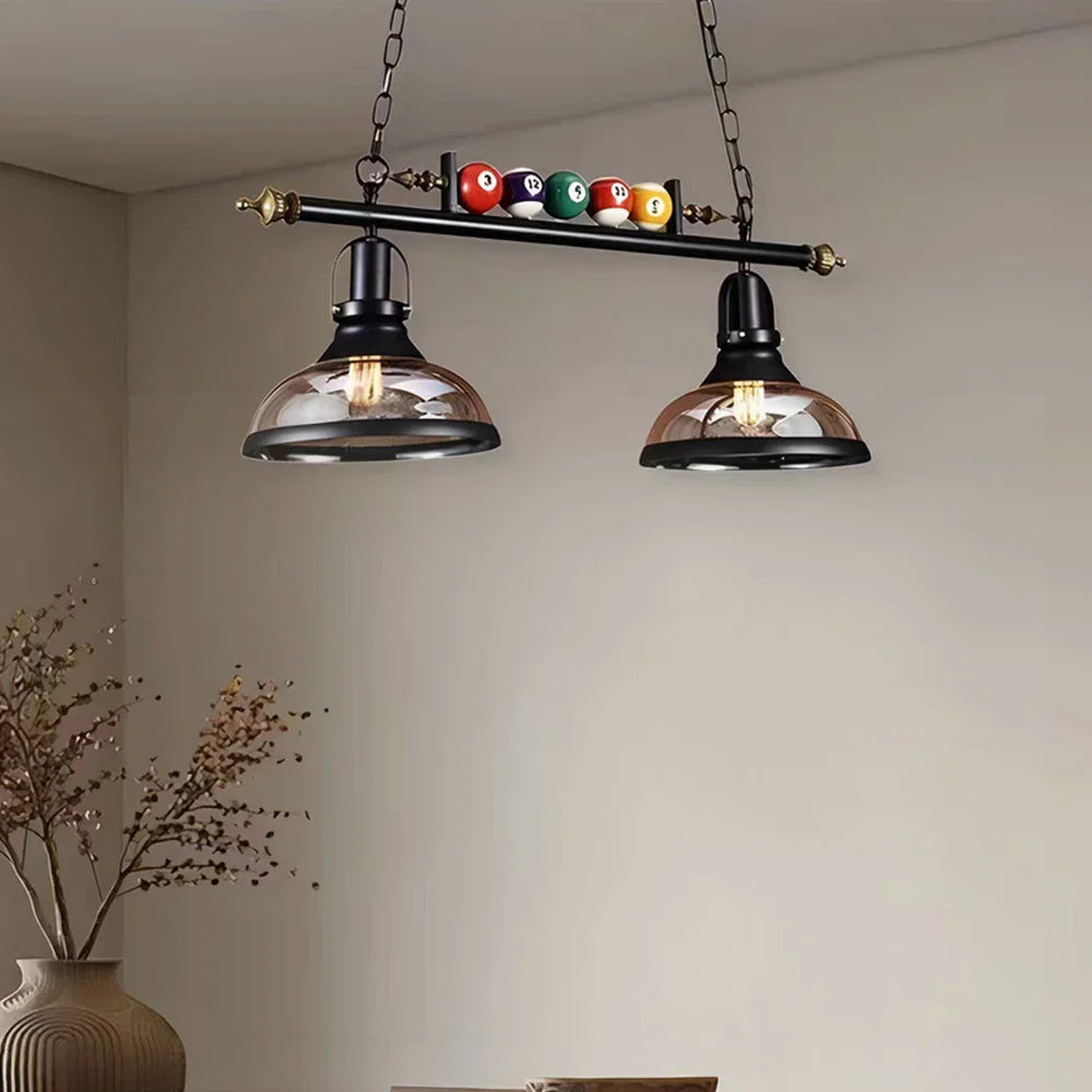 ARIX Pool 100cm Glass Room Chain, Light, Iron Durable Socket, Table Frame, Adjustable with Billiard Double E27 Shades Lighting