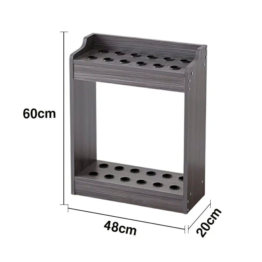 ARIX 12-Hole Wooden Cue Rack Wall-Mounted Durable Lacquered Finish Space-Saving Design for Billiard Sticks