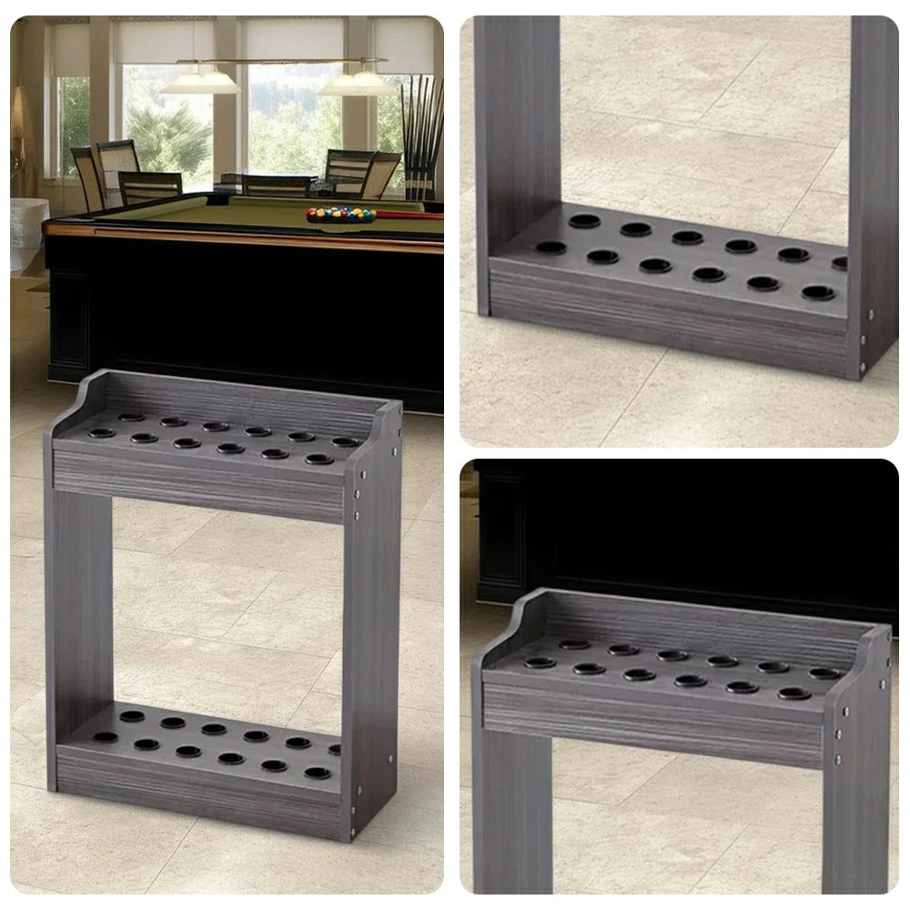 ARIX 12-Hole Wooden Cue Rack Wall-Mounted Durable Lacquered Finish Space-Saving Design for Billiard Sticks