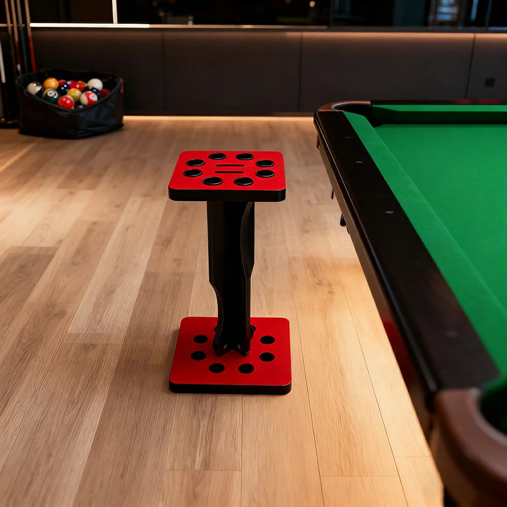 ARIX 8-Hole Acrylic Cue Rack Wall-Mounted Stable Design with Non-Slip Base Smooth Protective Edges Red