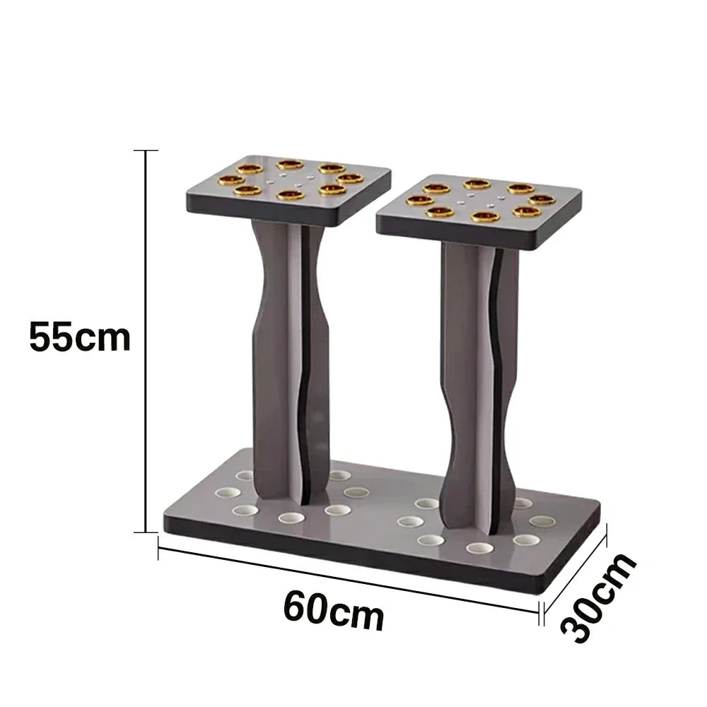ARIX 16-Hole Acrylic Cue Rack Wall-Mounted Stable Design with Non-Slip Base Smooth Protective Edges Grey