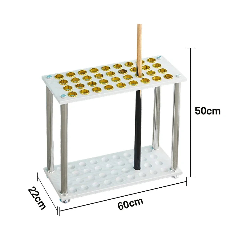ARIX 36-Hole Acrylic Cue Rack Floor-Standing Stable Design with Non-Slip Base Smooth Protective Edges White