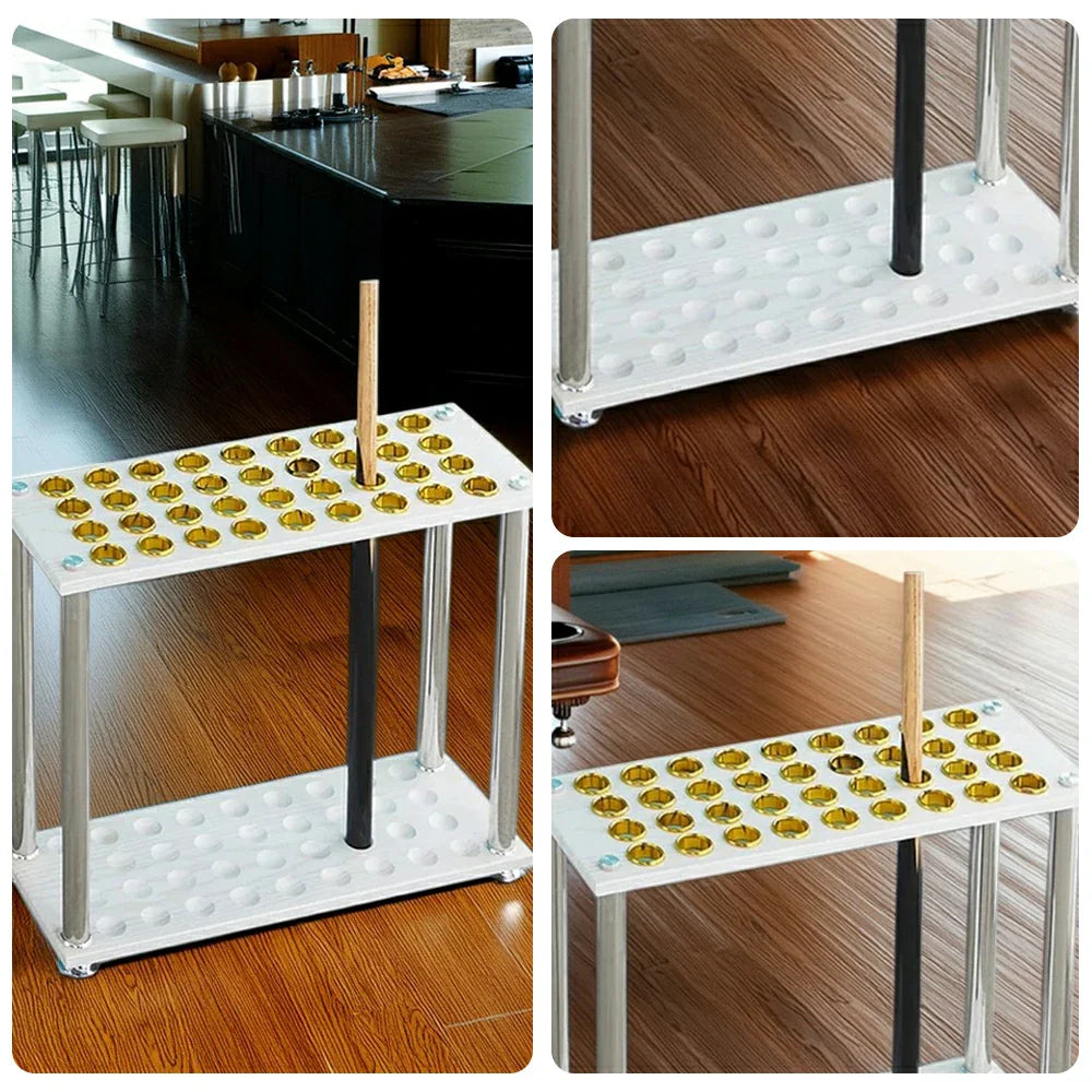 ARIX 36-Hole Acrylic Cue Rack Floor-Standing Stable Design with Non-Slip Base Smooth Protective Edges White