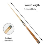 ARIX Billiard 1/2 Tip, Maple Tiger Ash Shaft, 10.3mm Butt Cue Ebony Split, - Leather 4-Splice 145cm