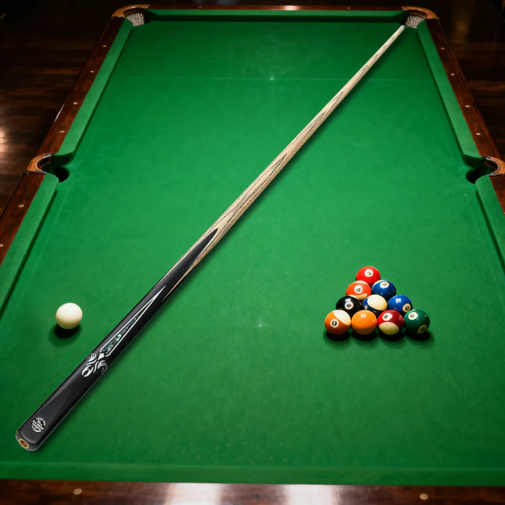 ARIX Billiard Ebony Abalone 1/2 Ferrule - Black Acrylic Shaft, Split, Cue Phenolic Tip, 11.5mm Ash with Inlay, 145cm