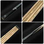ARIX Billiard Ebony Abalone 1/2 Ferrule - Black Acrylic Shaft, Split, Cue Phenolic Tip, 11.5mm Ash with Inlay, 145cm